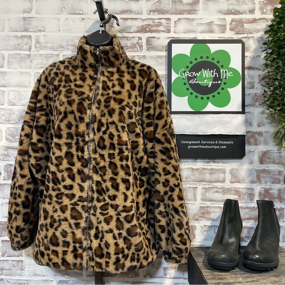 SHEIN Brown Leopard Teddy Jacket small